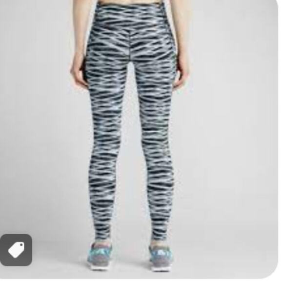 NIKE Dri Fit Black White Criss Cross Tights Leggings Large - Picture 1 of 7
